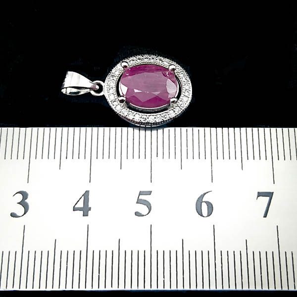 گردنبند نقره زنانه طرح بهدیس با سنگ یاقوت سرخ الماس تراش - Image 5