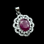 گردنبند نقره زنانه طرح پرنسا با سنگ یاقوت سرخ الماس تراش - Image 4