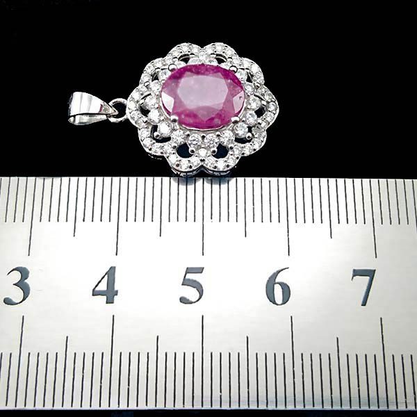 گردنبند نقره زنانه طرح پرنسا با سنگ یاقوت سرخ الماس تراش - Image 3