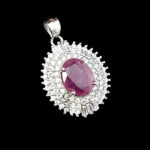 گردنبند یاقوت سرخ نقره زنانه طرح پرنیان