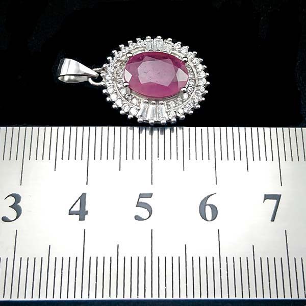 گردنبند نقره زنانه طرح پادمیرا با سنگ یاقوت سرخ الماس تراش - Image 3