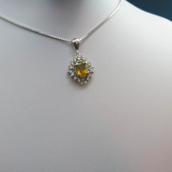 گردنبند نقره زنانه طرح الحان با سنگ الکساندریت الماس تراش - Image 3