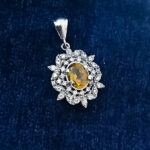 گردنبند نقره زنانه طرح آینور با سنگ الکساندریت الماس تراش - Image 3