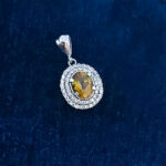 گردنبند نقره زنانه طرح برفین با سنگ الکساندریت الماس تراش - Image 2