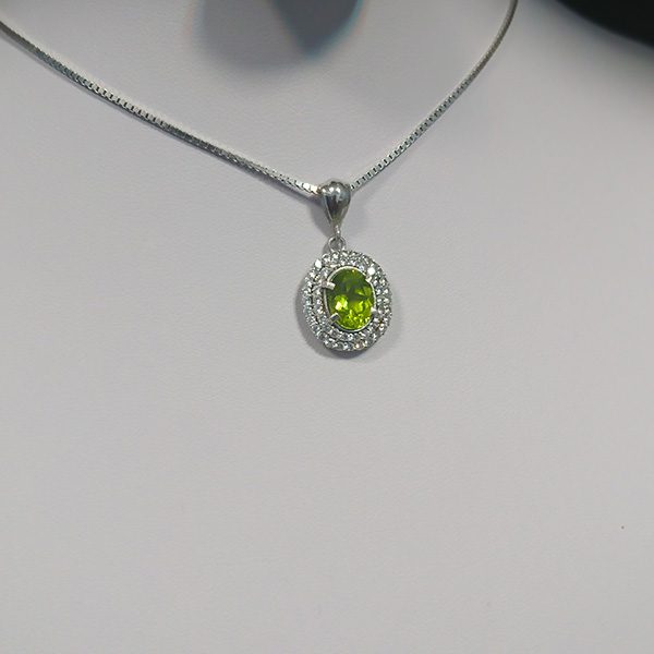 گردنبند نقره زنانه طرح برفین با سنگ الکساندریت الماس تراش - Image 5