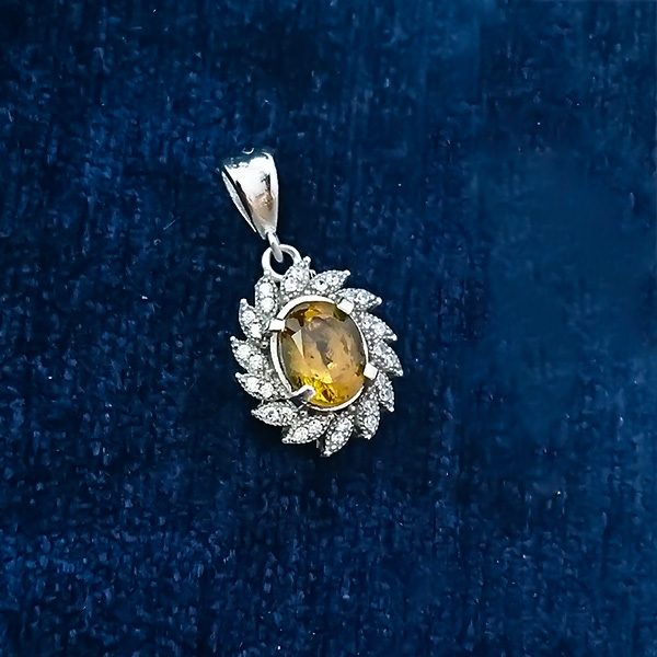 گردنبند نقره زنانه طرح بصیرا با سنگ الکساندریت الماس تراش - Image 2