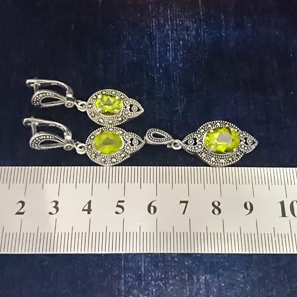 نیم ست نقره زنانه طرح آیسان با سنگ الکساندریت الماس تراش - Image 3