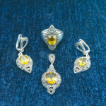 نیم ست نقره زنانه طرح آیسان با سنگ الکساندریت الماس تراش