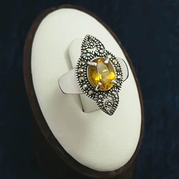 نیم ست نقره زنانه طرح آیسان با سنگ الکساندریت الماس تراش - Image 6