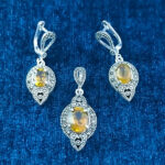 نیم ست نقره زنانه طرح آیسان با سنگ الکساندریت الماس تراش - Image 2