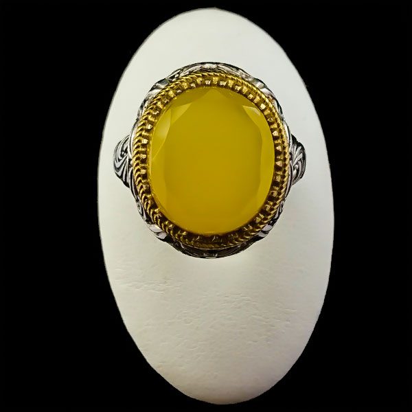 انگشتر نقره مردانه طرح چکاو با سنگ شرف الشمس + حکاکی - Image 2