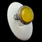 انگشتر نقره مردانه طرح چکاو با سنگ شرف الشمس + حکاکی