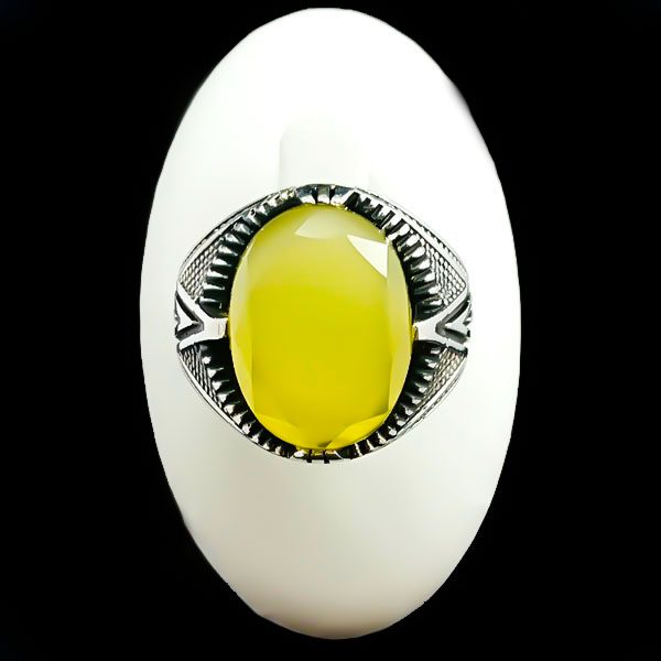 انگشتر نقره مردانه طرح حنیف با سنگ شرف الشمس - Image 5