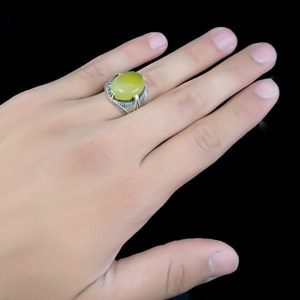 انگشتر نقره مردانه طرح حنیف با سنگ شرف الشمس - Image 6