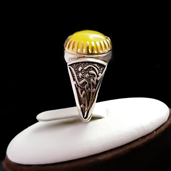 انگشتر نقره مردانه طرح زینب کبری با سنگ شرف الشمس + حکاکی - Image 6