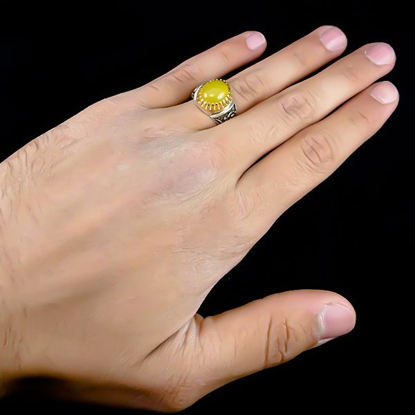 انگشتر نقره مردانه طرح زینب کبری با سنگ شرف الشمس + حکاکی - Image 3