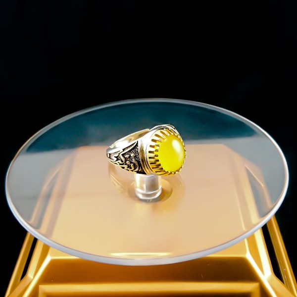 انگشتر نقره مردانه طرح زینب کبری با سنگ شرف الشمس + حکاکی - Image 4