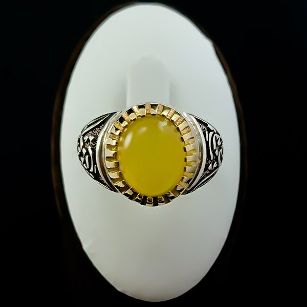 انگشتر نقره مردانه طرح زینب کبری با سنگ شرف الشمس + حکاکی - Image 5