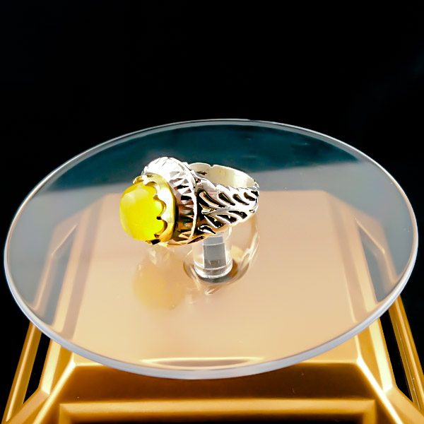 انگشتر نقره دست ساز مردانه طرح پرهان با سنگ شرف الشمس + حکاکی - Image 4