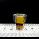 انگشتر نقره مردانه طرح یا حسین با سنگ شرف الشمس مستطیلی + حکاکی - Image 4