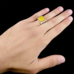 انگشتر نقره مردانه طرح یا حسین با سنگ شرف الشمس مستطیلی + حکاکی - Image 5