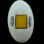 انگشتر نقره مردانه طرح یا حسین با سنگ شرف الشمس مستطیلی + حکاکی - Image 3