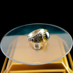 انگشتر نقره مردانه طرح فانتزی یا علی با سنگ حدید صینی + حکاکی - Image 3