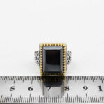 انگشتر نقره مردانه طرح ثاقب با سنگ حدید صینی+حکاکی - Image 7