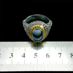 انگشتر نقره مردانه طرح پریام با سنگ حدید صینی+حکاکی - Image 4