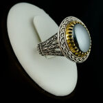 انگشتر نقره مردانه طرح پریام با سنگ حدید صینی+حکاکی