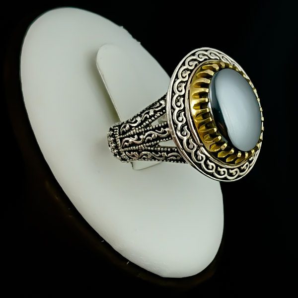 انگشتر حدید هفت جلاله مردانه نقره ساده