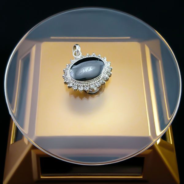 گردنبند زنانه نقره دور جواهری دست ساز با نگین حدید صینی + حکاکی - Image 3