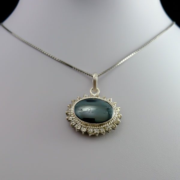 گردنبند زنانه نقره دور جواهری دست ساز با نگین حدید صینی + حکاکی - Image 6