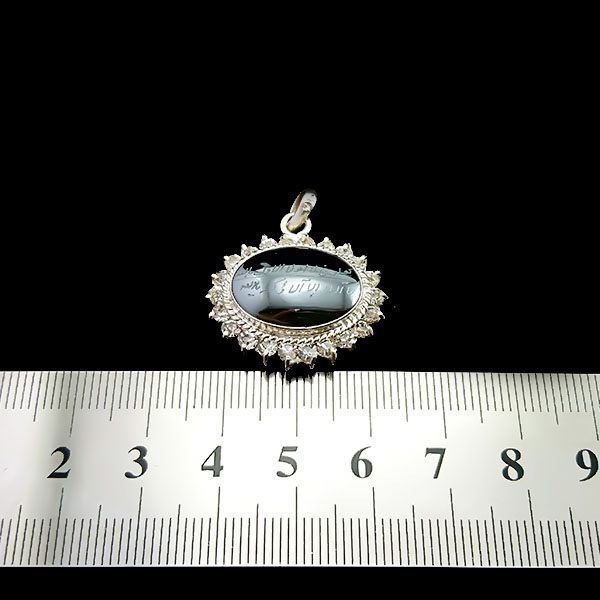 گردنبند زنانه نقره دور جواهری دست ساز با نگین حدید صینی + حکاکی - Image 5