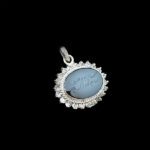 گردنبند زنانه نقره دور جواهری دست ساز با نگین حدید صینی + حکاکی