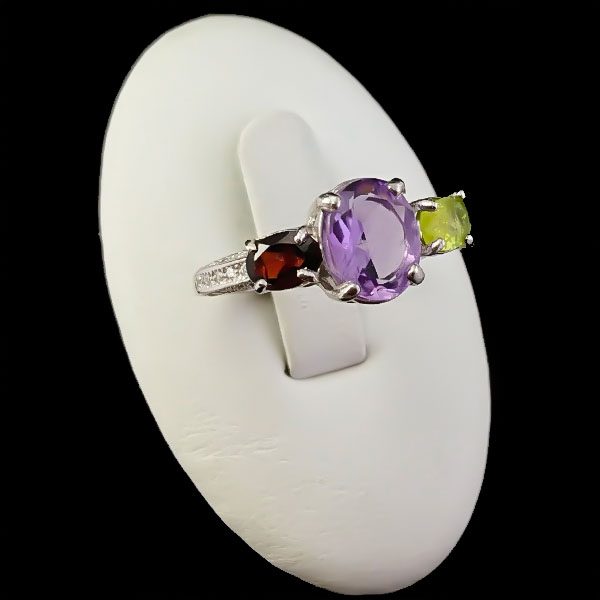 ۱۰-۱-۰۰۴ several-stones-ring (4) انگشتر زبرجد آمیتیست گارنت زنانه نقره مجلسی