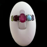 انگشتر نقره زنانه فاخر طرح هورناز با چند سنگ معدنی اصل - Image 4