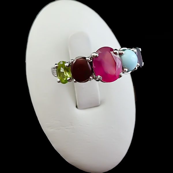 ۱۰-۱-۰۰۵ several-stones-ring (2) انگشتر چند سنگ زنانه نقره مجلسی