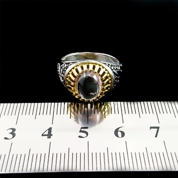 انگشتر نقره مردانه طرح سلام بر حسین با سنگ در نجف اصلی - Image 2