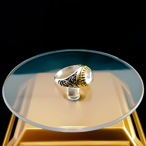 انگشتر نقره مردانه طرح سلام بر حسین با سنگ در نجف اصلی - Image 4