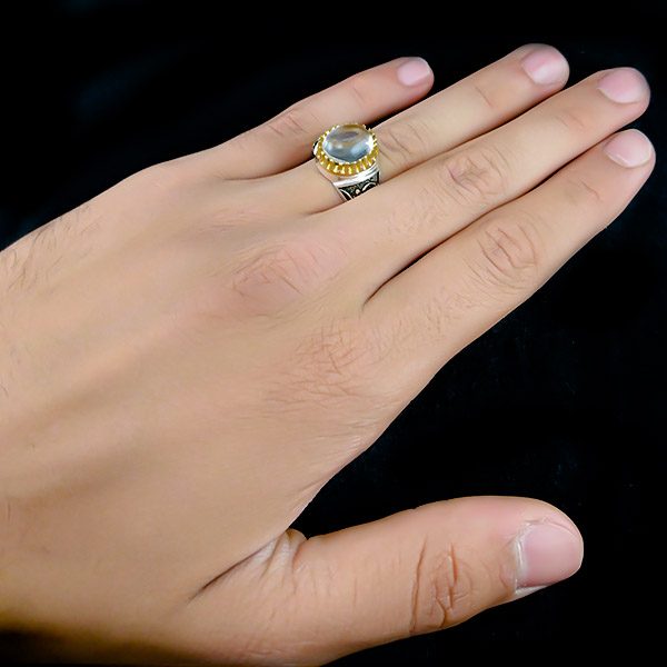 انگشتر نقره مردانه طرح زینب کبری با سنگ در نجف اصلی - Image 2