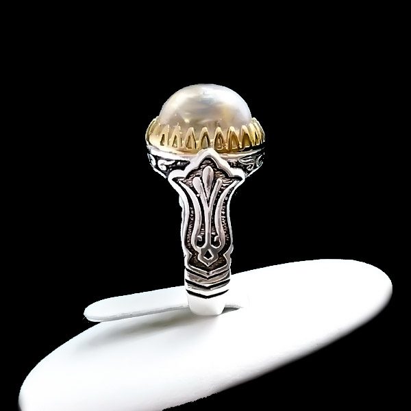 انگشتر نقره مردانه طرح خوشیار با سنگ در نجف اصلی - Image 2