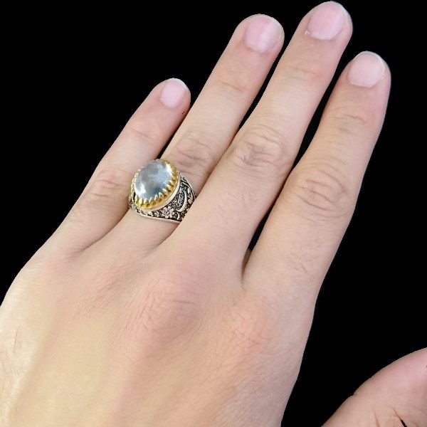 انگشتر نقره مردانه طرح یا ستارالعیوب با سنگ در نجف اصلی - Image 5