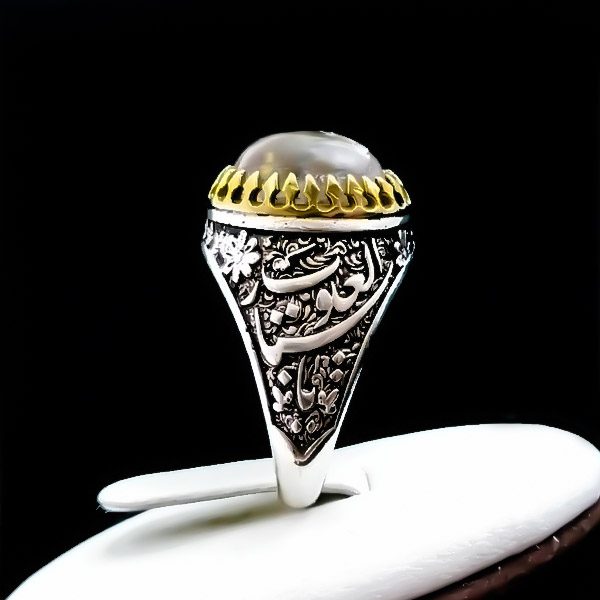 انگشتر نقره مردانه طرح یا ستارالعیوب با سنگ در نجف اصلی - Image 3