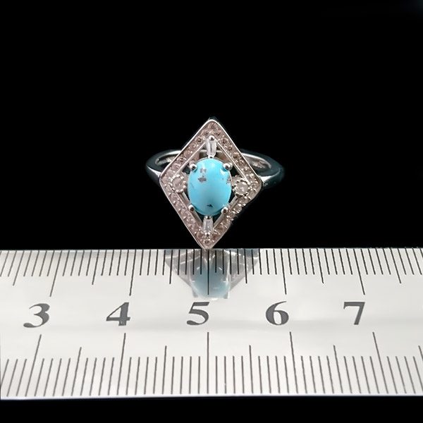 انگشتر نقره زنانه طرح شادگل با سنگ فیروزه نیشابوری - Image 4