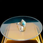 انگشتر نقره زنانه طرح شادگل با سنگ فیروزه نیشابوری - Image 2