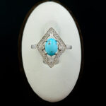 انگشتر نقره زنانه طرح شادگل با سنگ فیروزه نیشابوری - Image 3