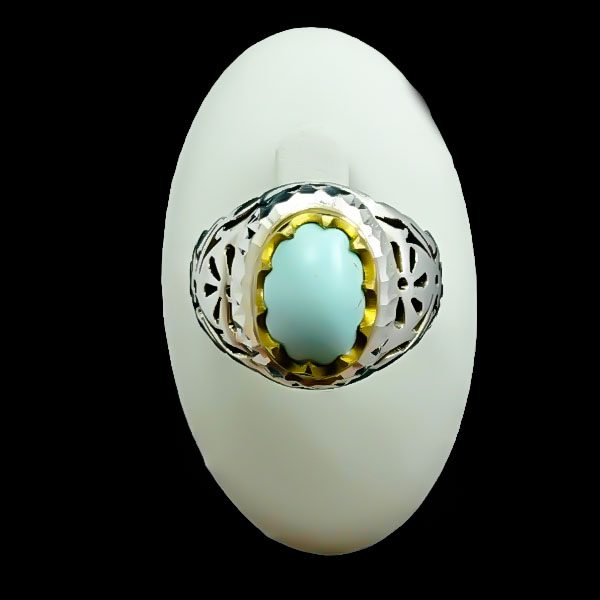 انگشتر نقره مردانه دست ساز طرح حسام با سنگ فیروزه نیشابوری - Image 4