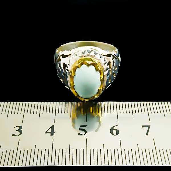 انگشتر نقره مردانه دست ساز طرح حسام با سنگ فیروزه نیشابوری - Image 2