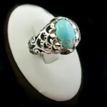 انگشتر نقره مردانه دست ساز طرح ثامن با سنگ فیروزه نیشابوری